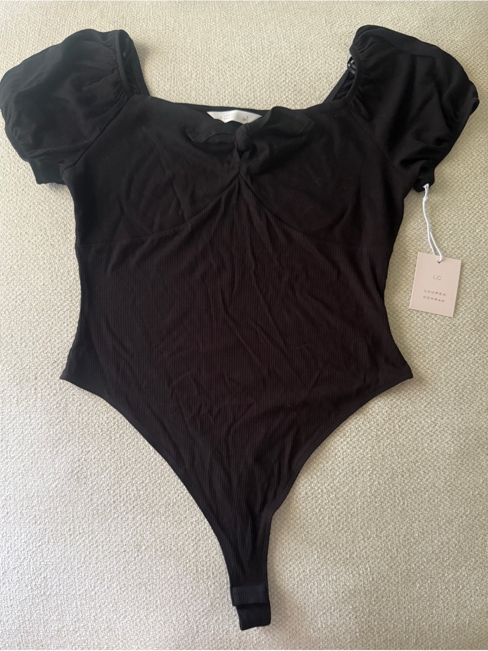 LC Lauren Conrad Black Bow Front Bodysuit
